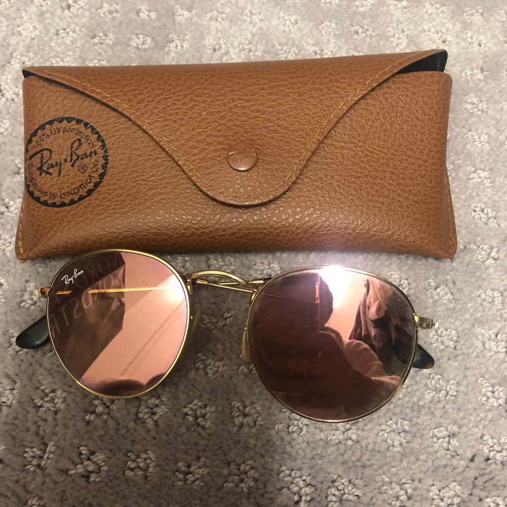 Rayban round pink mirror sunglasses